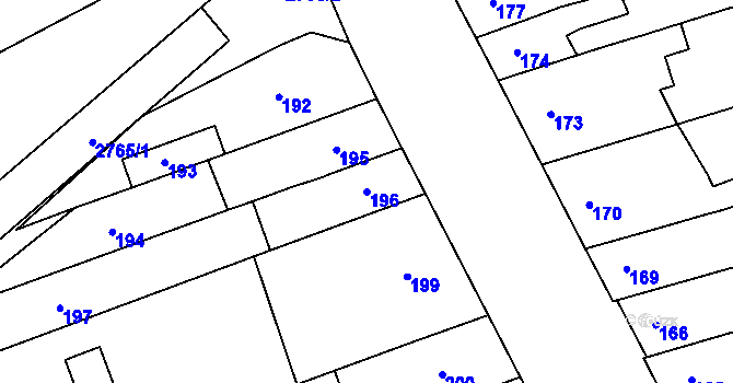 Parcela st. 196 v KÚ Černovice, Katastrální mapa
