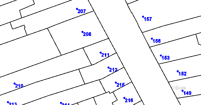 Parcela st. 211 v KÚ Černovice, Katastrální mapa