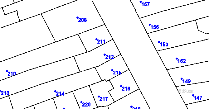 Parcela st. 212 v KÚ Černovice, Katastrální mapa