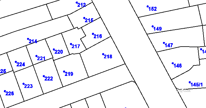 Parcela st. 218 v KÚ Černovice, Katastrální mapa