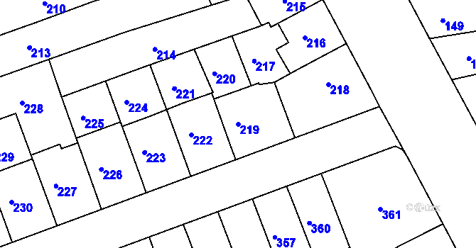 Parcela st. 219 v KÚ Černovice, Katastrální mapa