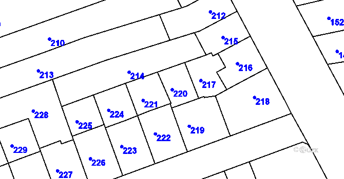 Parcela st. 220 v KÚ Černovice, Katastrální mapa