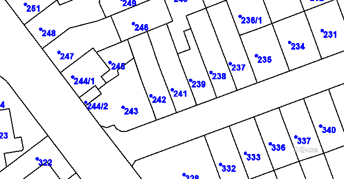 Parcela st. 241 v KÚ Černovice, Katastrální mapa