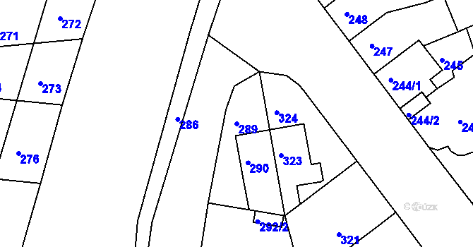 Parcela st. 289 v KÚ Černovice, Katastrální mapa
