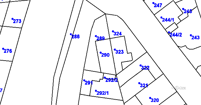 Parcela st. 290 v KÚ Černovice, Katastrální mapa
