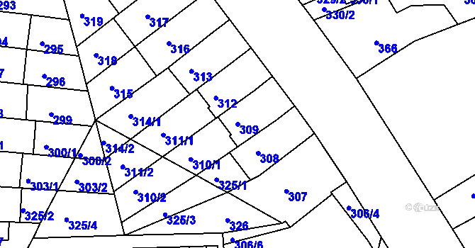 Parcela st. 309 v KÚ Černovice, Katastrální mapa