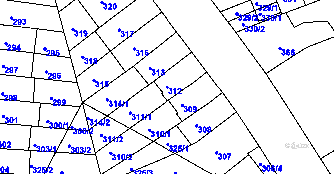 Parcela st. 312 v KÚ Černovice, Katastrální mapa