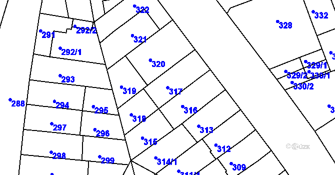 Parcela st. 317 v KÚ Černovice, Katastrální mapa