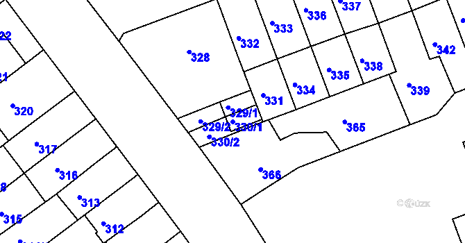 Parcela st. 330/1 v KÚ Černovice, Katastrální mapa