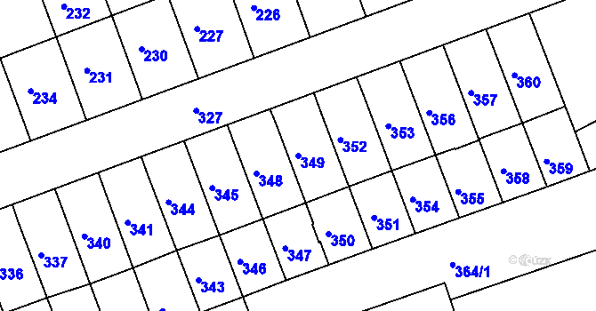 Parcela st. 349 v KÚ Černovice, Katastrální mapa