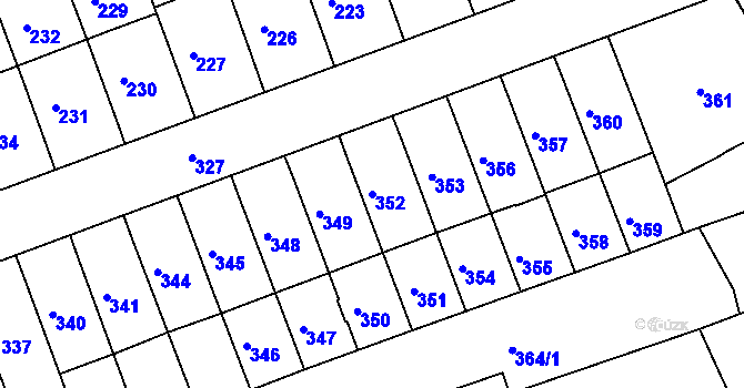 Parcela st. 352 v KÚ Černovice, Katastrální mapa