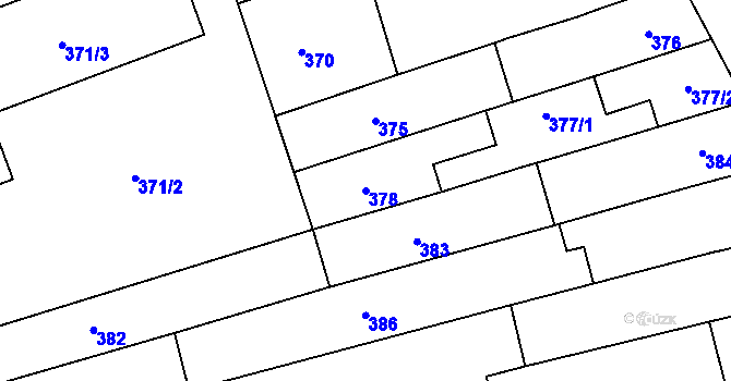 Parcela st. 378 v KÚ Černovice, Katastrální mapa