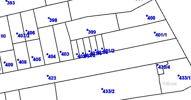 Parcela st. 401/3 v KÚ Černovice, Katastrální mapa