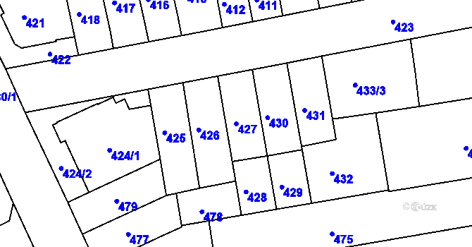Parcela st. 427 v KÚ Černovice, Katastrální mapa