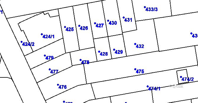 Parcela st. 428 v KÚ Černovice, Katastrální mapa