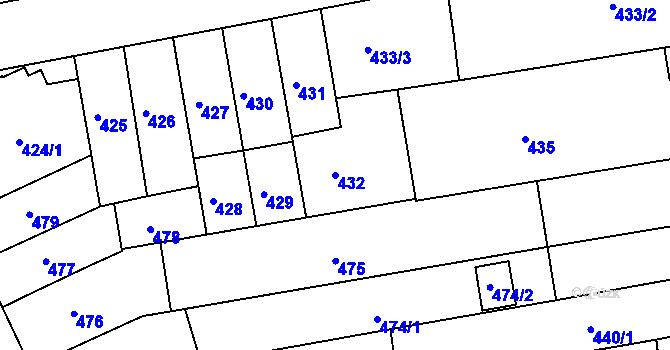 Parcela st. 432 v KÚ Černovice, Katastrální mapa