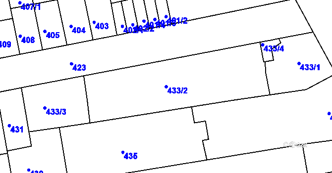 Parcela st. 433/2 v KÚ Černovice, Katastrální mapa