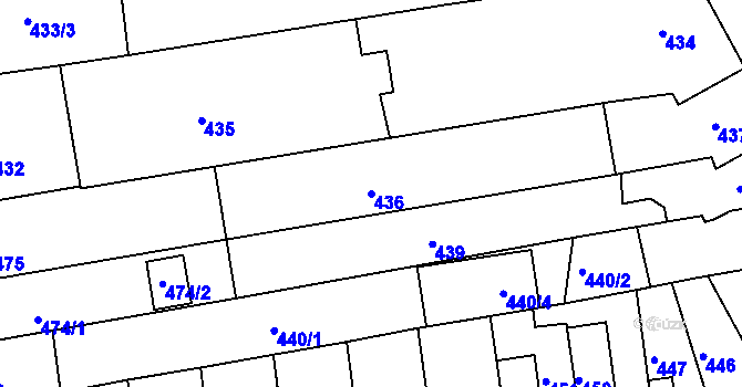 Parcela st. 436 v KÚ Černovice, Katastrální mapa