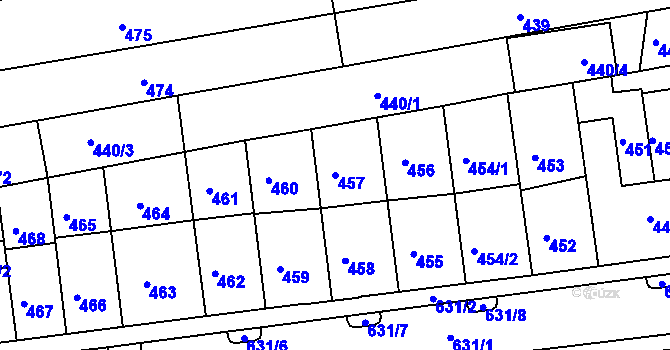 Parcela st. 457 v KÚ Černovice, Katastrální mapa