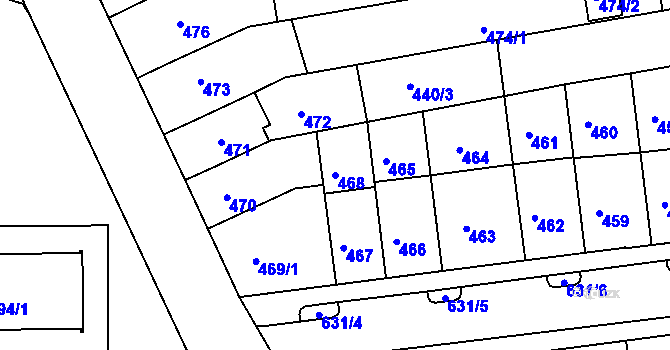 Parcela st. 468 v KÚ Černovice, Katastrální mapa