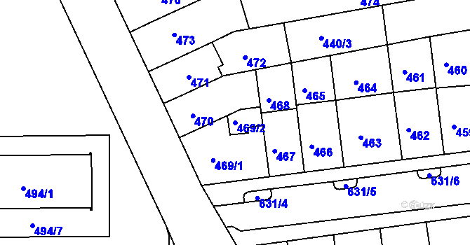 Parcela st. 469/2 v KÚ Černovice, Katastrální mapa