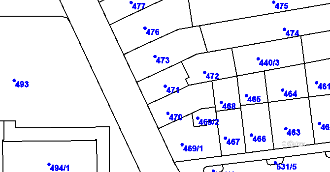 Parcela st. 471 v KÚ Černovice, Katastrální mapa