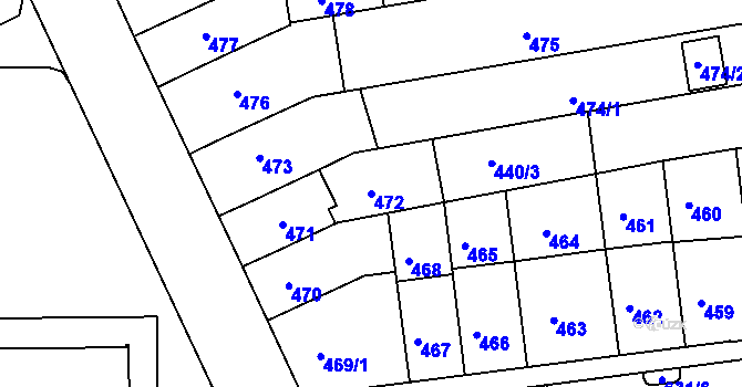 Parcela st. 472 v KÚ Černovice, Katastrální mapa