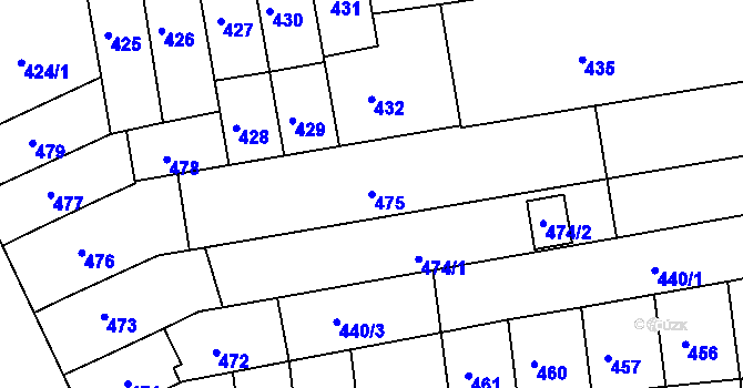 Parcela st. 475 v KÚ Černovice, Katastrální mapa