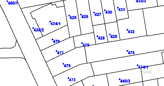 Parcela st. 478 v KÚ Černovice, Katastrální mapa