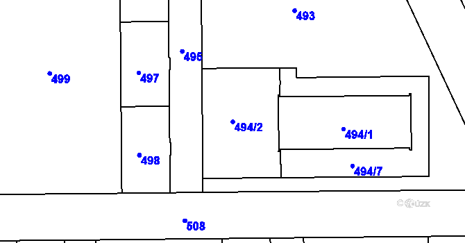Parcela st. 494/2 v KÚ Černovice, Katastrální mapa