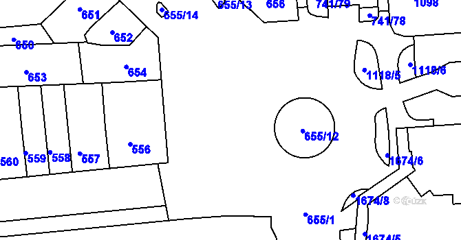 Parcela st. 555/2 v KÚ Černovice, Katastrální mapa