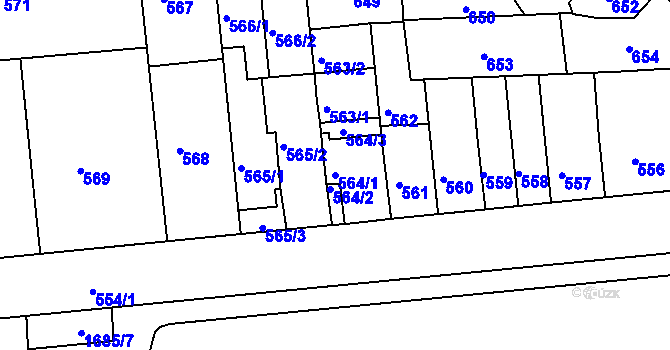 Parcela st. 564/1 v KÚ Černovice, Katastrální mapa