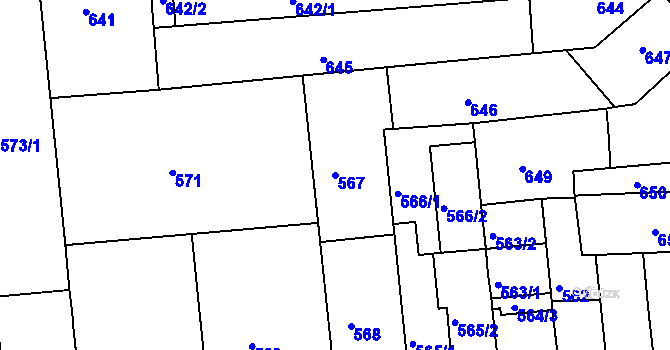 Parcela st. 567 v KÚ Černovice, Katastrální mapa