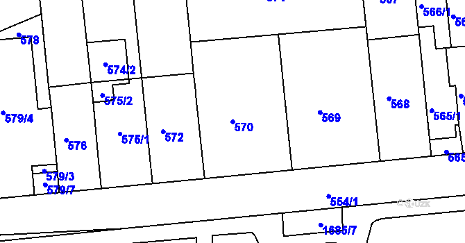Parcela st. 570 v KÚ Černovice, Katastrální mapa