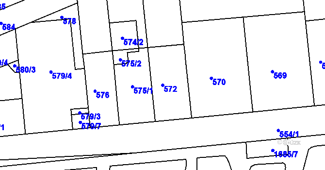 Parcela st. 572 v KÚ Černovice, Katastrální mapa