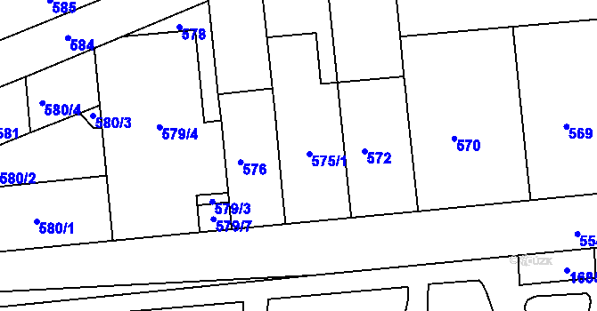 Parcela st. 575 v KÚ Černovice, Katastrální mapa