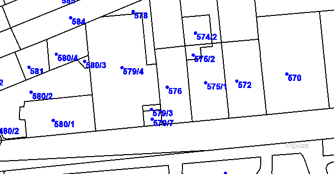 Parcela st. 576 v KÚ Černovice, Katastrální mapa