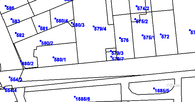 Parcela st. 579 v KÚ Černovice, Katastrální mapa