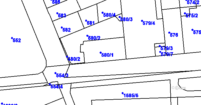 Parcela st. 580/1 v KÚ Černovice, Katastrální mapa