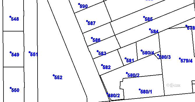 Parcela st. 583 v KÚ Černovice, Katastrální mapa