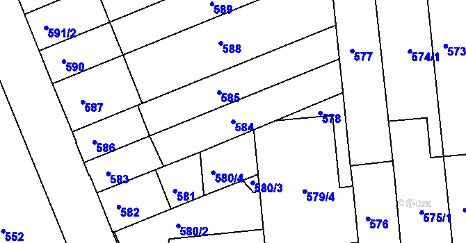 Parcela st. 584 v KÚ Černovice, Katastrální mapa