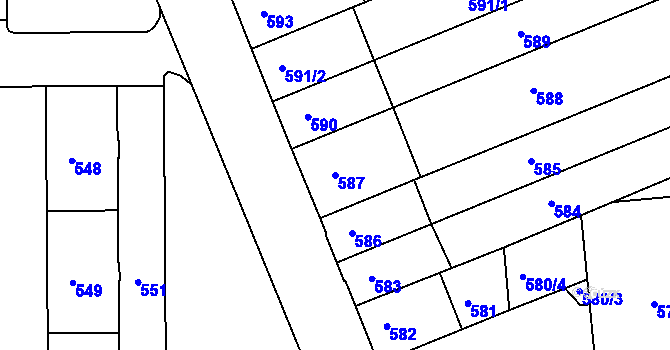 Parcela st. 587 v KÚ Černovice, Katastrální mapa