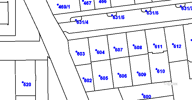 Parcela st. 604 v KÚ Černovice, Katastrální mapa