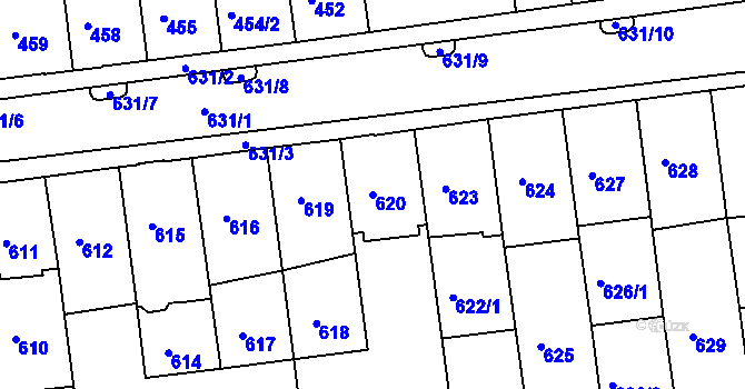 Parcela st. 620 v KÚ Černovice, Katastrální mapa