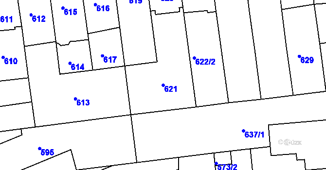 Parcela st. 621 v KÚ Černovice, Katastrální mapa