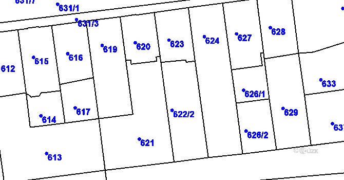 Parcela st. 622/1 v KÚ Černovice, Katastrální mapa