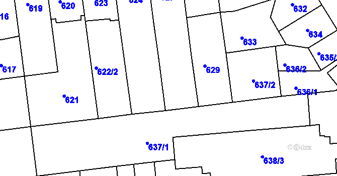 Parcela st. 626/2 v KÚ Černovice, Katastrální mapa