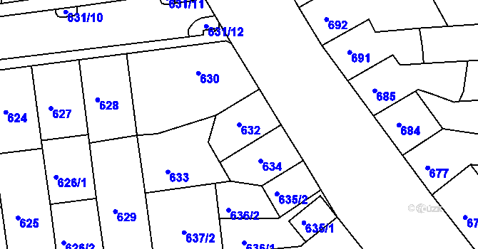 Parcela st. 632 v KÚ Černovice, Katastrální mapa