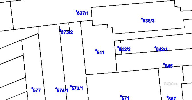 Parcela st. 641 v KÚ Černovice, Katastrální mapa
