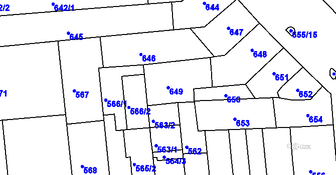 Parcela st. 649 v KÚ Černovice, Katastrální mapa